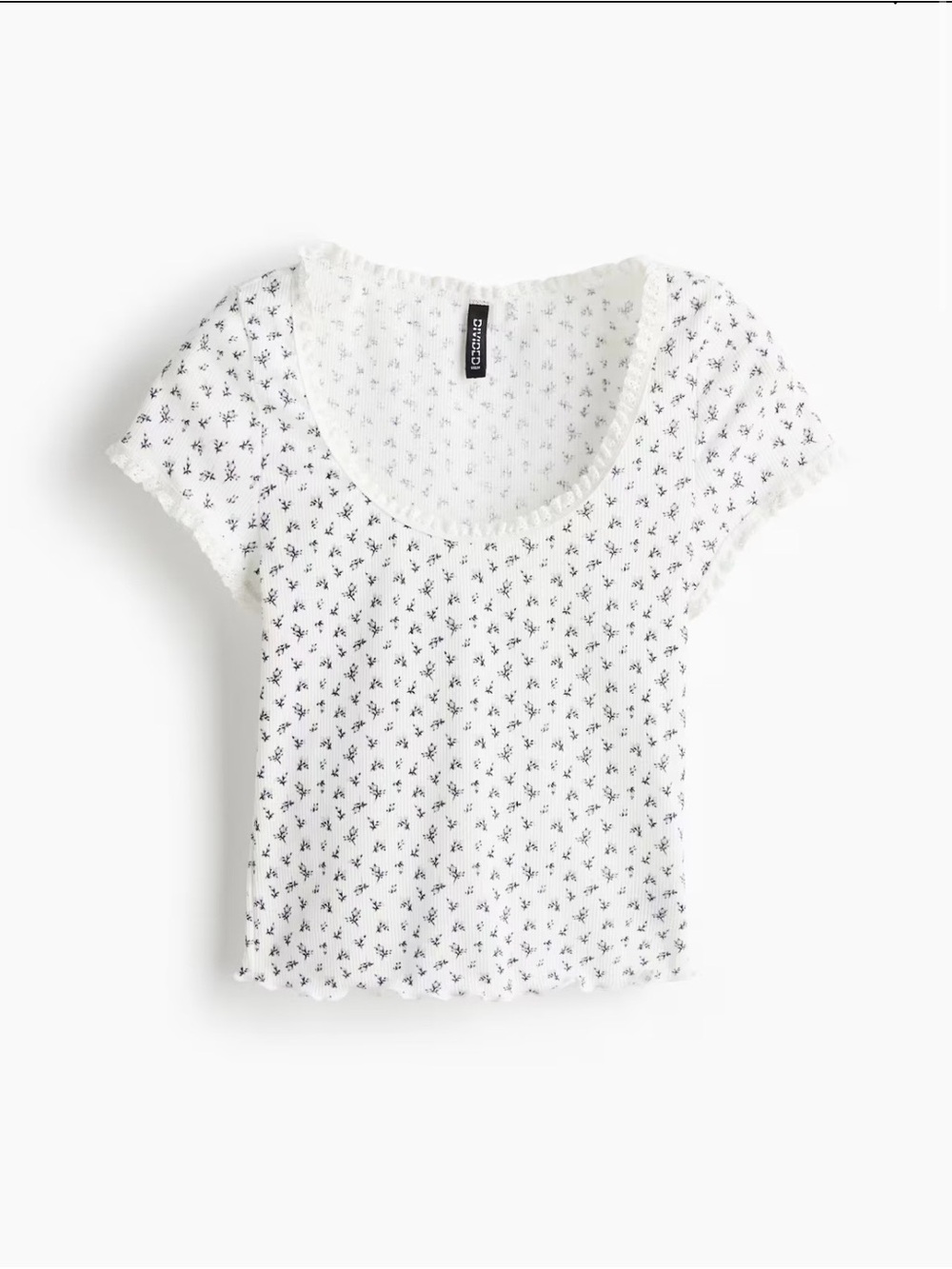 100% cotton H&M floral lace trimmed ribbed top